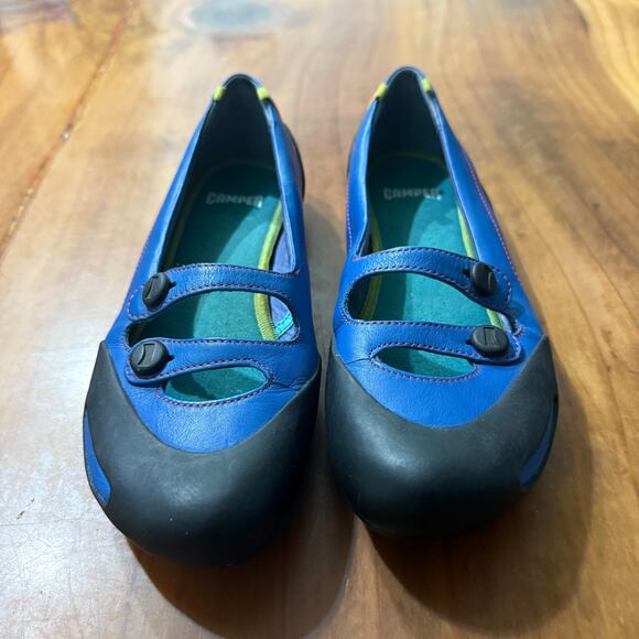 Camper Slip on Shoes Women's 38 US 8 mary jane Leather Black Blue - Picture 2 of 8